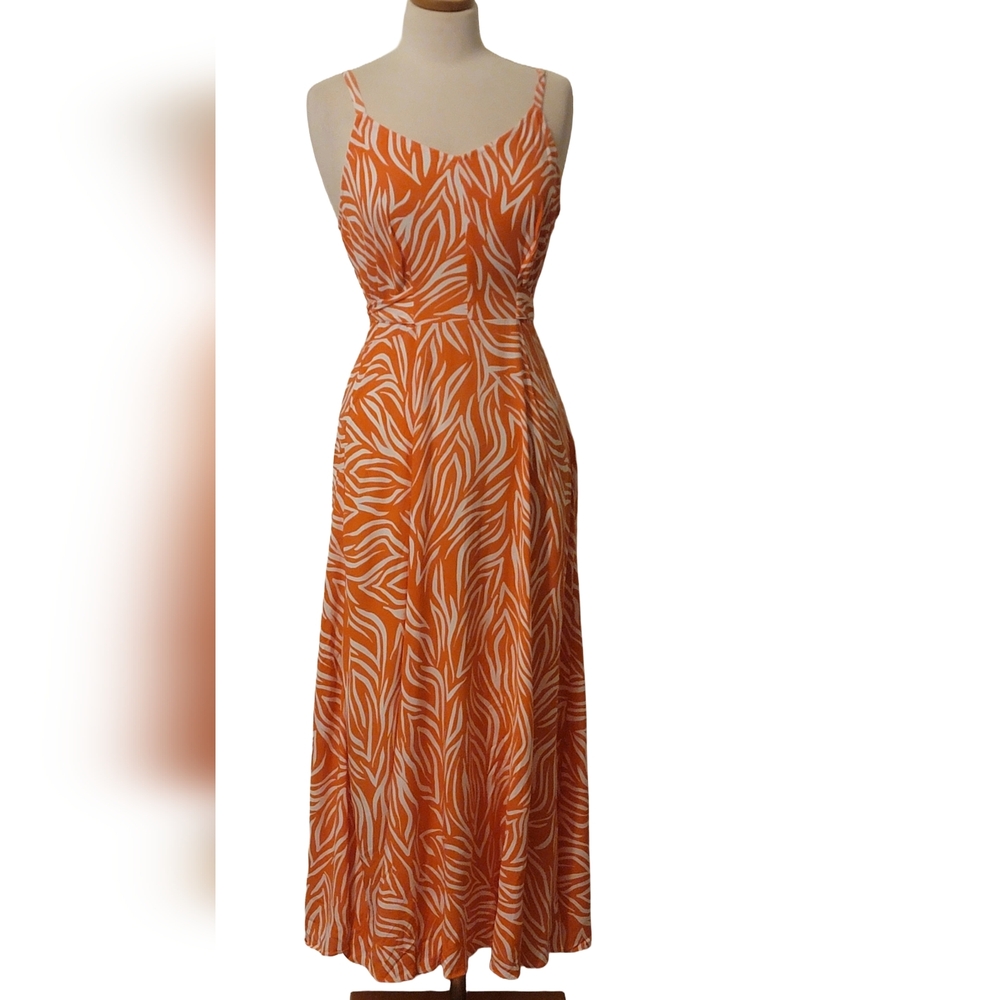 Ivy Street 100% Rayon Abstract Zebra Belted Vacation Maxi Zip Dress